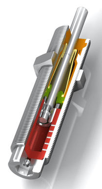 Threaded mechanical valve cutaway with inner components