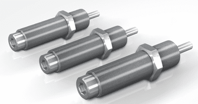 Three threaded metal industrial shock absorbers
