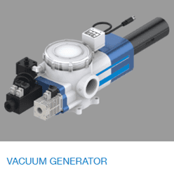 Compact blue vacuum generator with connectors