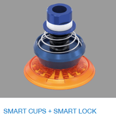 Blue spring-loaded suction cup with orange pad