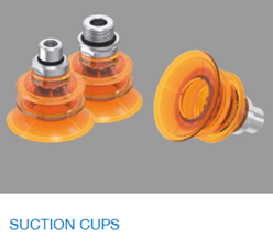 Orange silicone suction cups with metal fittings