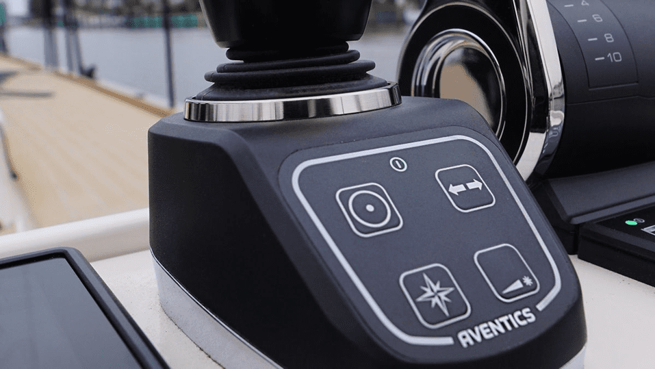 Close-up of Aventics yacht control panel