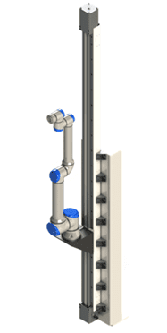 Vertical industrial piping assembly with support rail