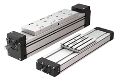 Two industrial linear motion actuator stages
