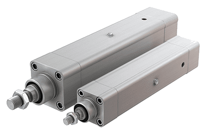 Two compact pneumatic cylinders with rods