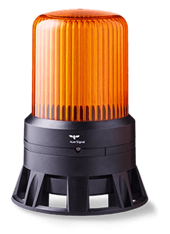 Orange rotating warning beacon with black base