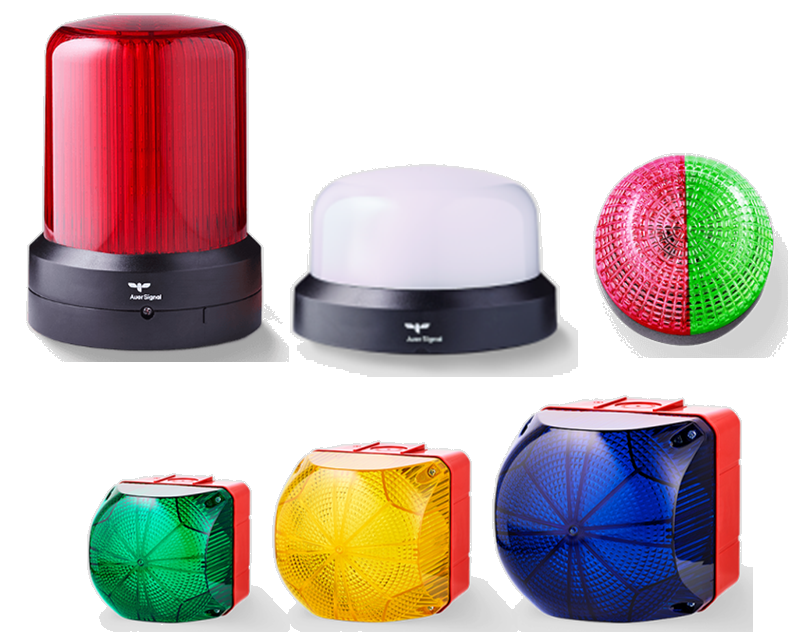 Assorted colored industrial warning beacon lights