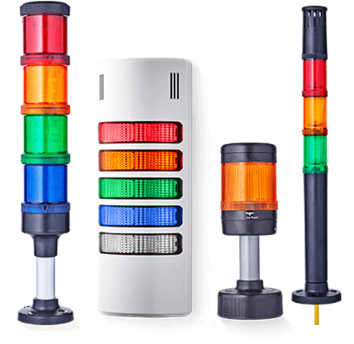 Multicolored industrial signal tower lights