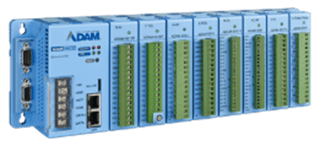 Blue ADAM industrial I/O module rack
