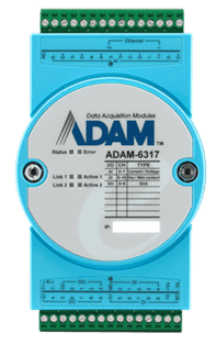 Blue ADAM-6317 data acquisition module