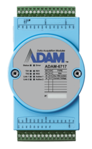 Blue ADAM-6717 industrial data acquisition module