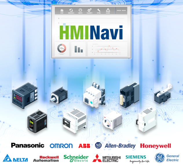 HMI Navi screen with industrial control devices