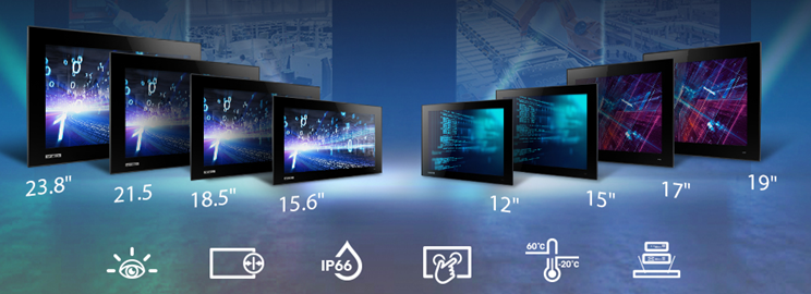 Range of industrial display monitors with sizes