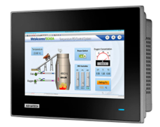 Industrial touchscreen HMI panel showing furnace controls