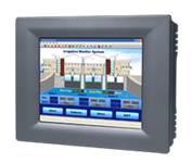 Touchscreen industrial control panel with factory interface