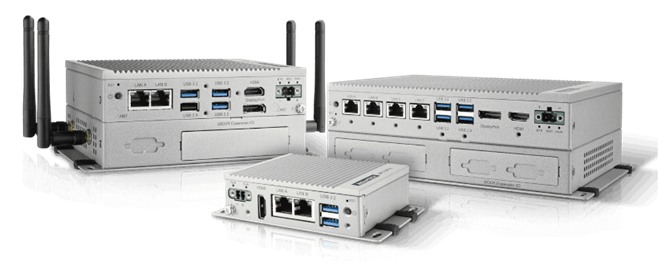 Three white industrial network devices with antennas