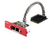 Red dual-port Ethernet PCIe bracket with cable