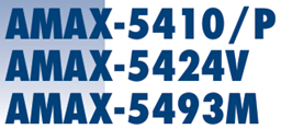 Blue AMAX model numbers on white background