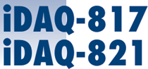 Blue iDAQ-817 and iDAQ-821 logos