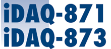 Blue iDAQ-871 and iDAQ-873 model labels