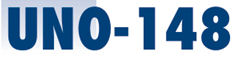 Bold blue UNO-148 text