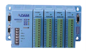 Blue industrial I/O module with terminal blocks