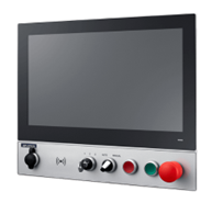 Industrial touchscreen control panel with emergency stop