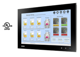 Touchscreen monitor showing product selection interface