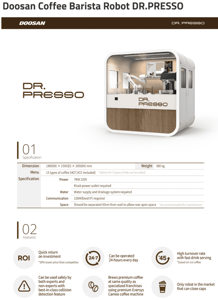 Dr. Presso Coffee Barista Robot by Dooson AirOil Systems