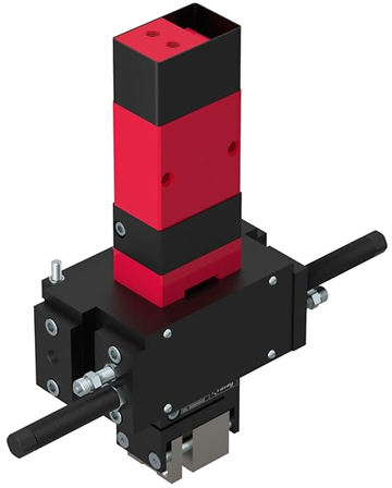 GMQ32 PIC A red and black pole with two poles attached to it.
