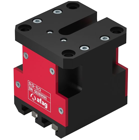 SG 50 PIC A red and black block with two holes for mounting