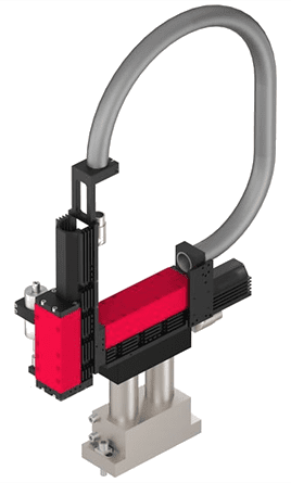 eps maxi yz pic A red and black machine is shown with its arm extended.