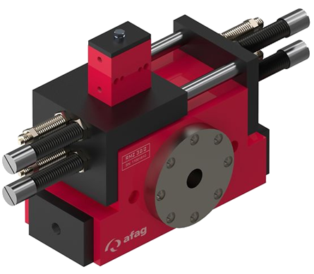 rm32 pic A red and black machine with two different types of tools.