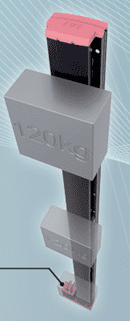 A 120 kg weight block mounted on a mechanical structure.
