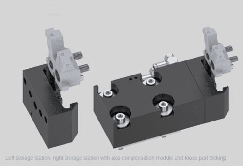 Close-up of a precision optical component with adjustment knobs and mounts.