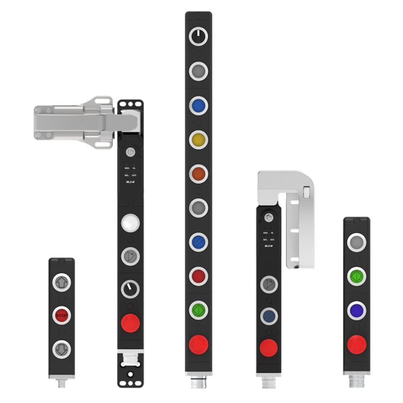 Black industrial control pushbutton panels set