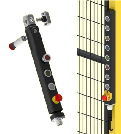 Vertical industrial safety control column with buttons