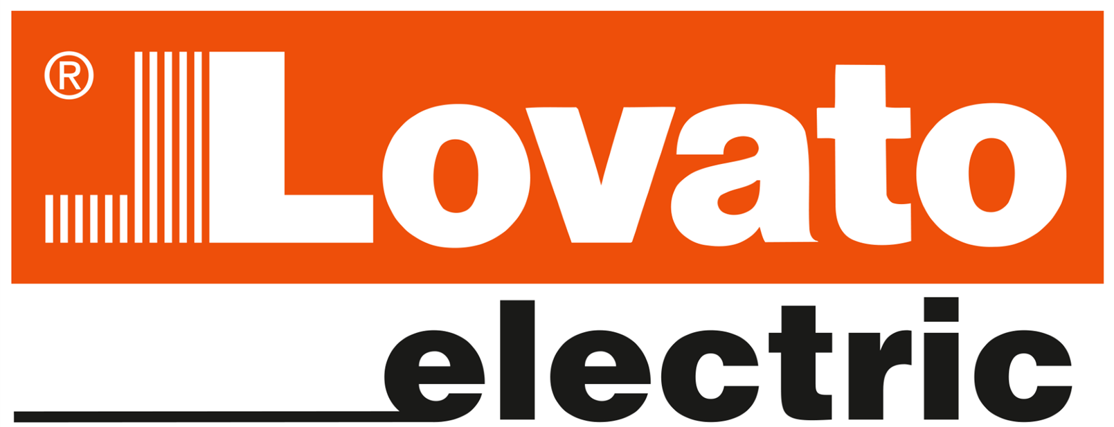 Lovato Electric logo on orange background