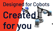 Cobot arms with "Created for you" text